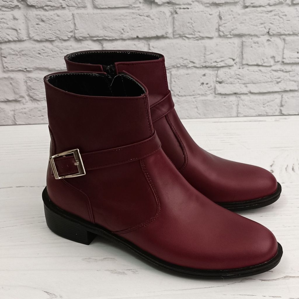 خرید انلاین نیم بوت زنانه اسپرت چرم طبیعی مدل کاترین زرشکی