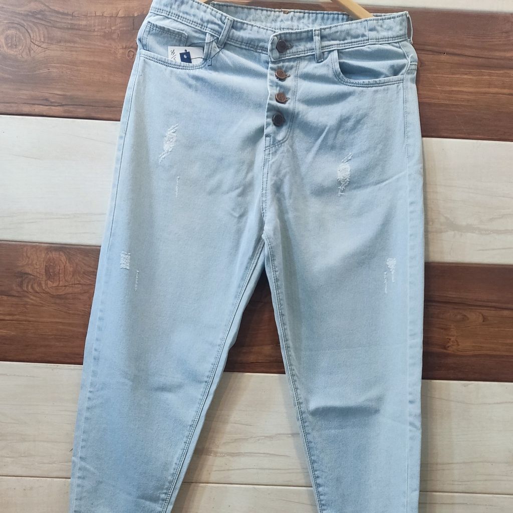 مشخصات شلوار لی زنانه مام آبی روشن کد roniz