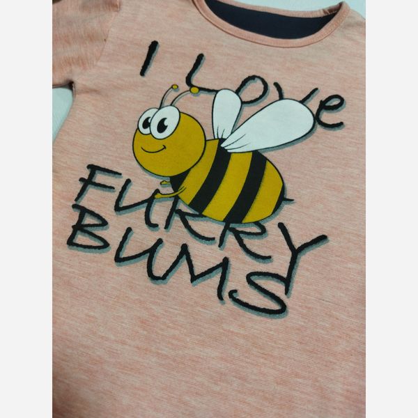 بلوز آستین بلند دخترانه چاپ زنبور