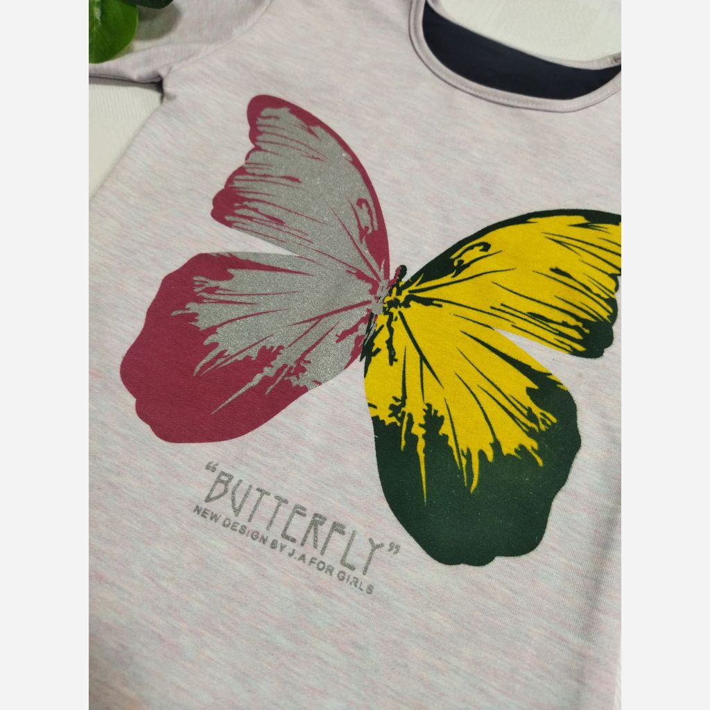 مشخصات بلوز آستین بلند دخترانه چاپ پروانه 