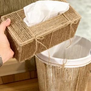 خرید اینترنتی ست سطل و جا دستمال مکرومه بافی مدل کنف