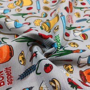 پارچه آشپزخانه پلی پنبه طرح خوراک عرض 1.5 متر