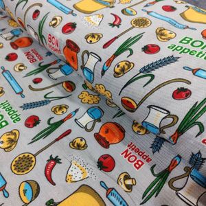 مشخصات پارچه آشپزخانه پلی پنبه طرح خوراک عرض 1.5 متر