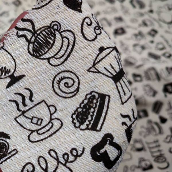 پارچه آشپزخانه پلی پنبه طرح کافی عرض 1.5 متر