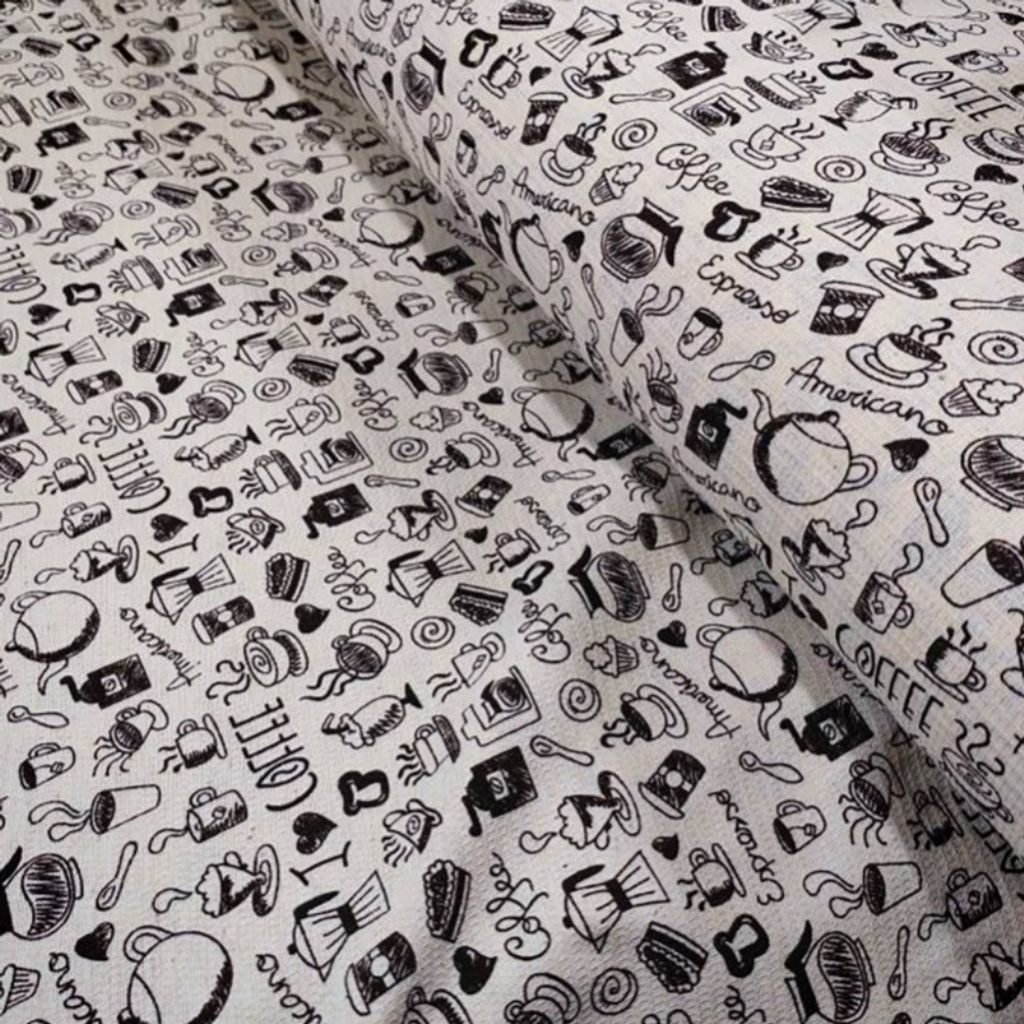 قیمت پارچه آشپزخانه پلی پنبه طرح کافی عرض 1.5 متر