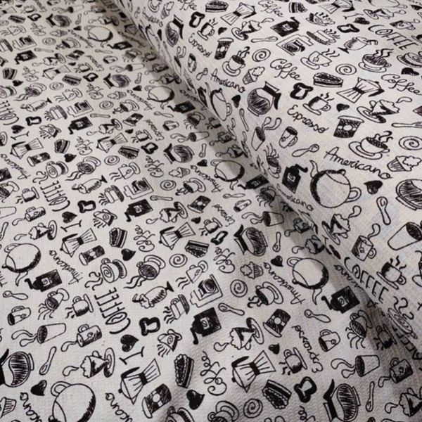 پارچه آشپزخانه پلی پنبه طرح کافی عرض 1.5 متر