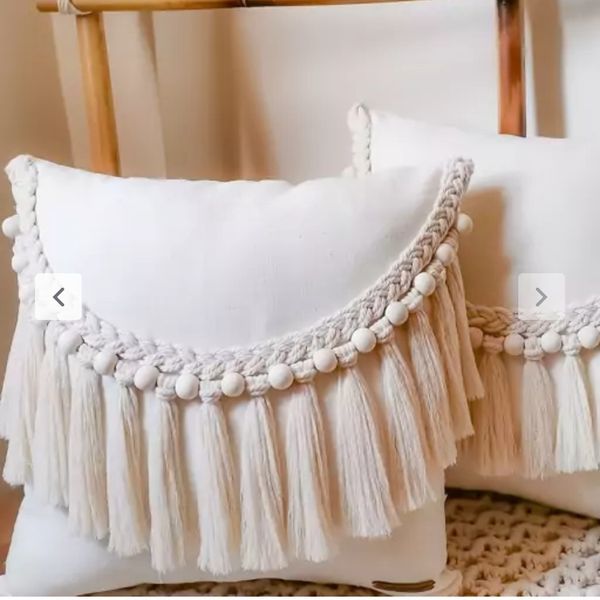 کاور کوسن مکرومه با مهره چوبی آرت بیوتی