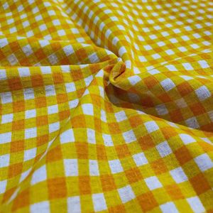 فروش اینترنتی پارچه آشپزخانه تمام پنبه عرض 1.5 مدل چهارخانه زرد
