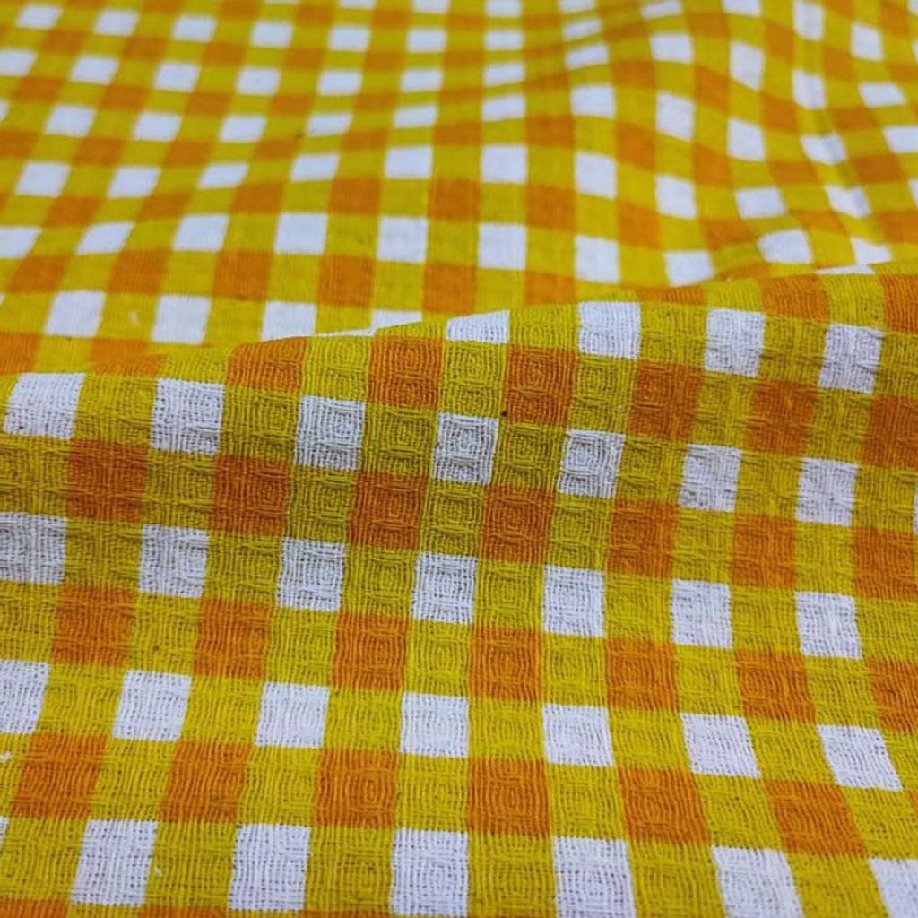 مشخصات پارچه آشپزخانه تمام پنبه عرض 1.5 مدل چهارخانه زرد