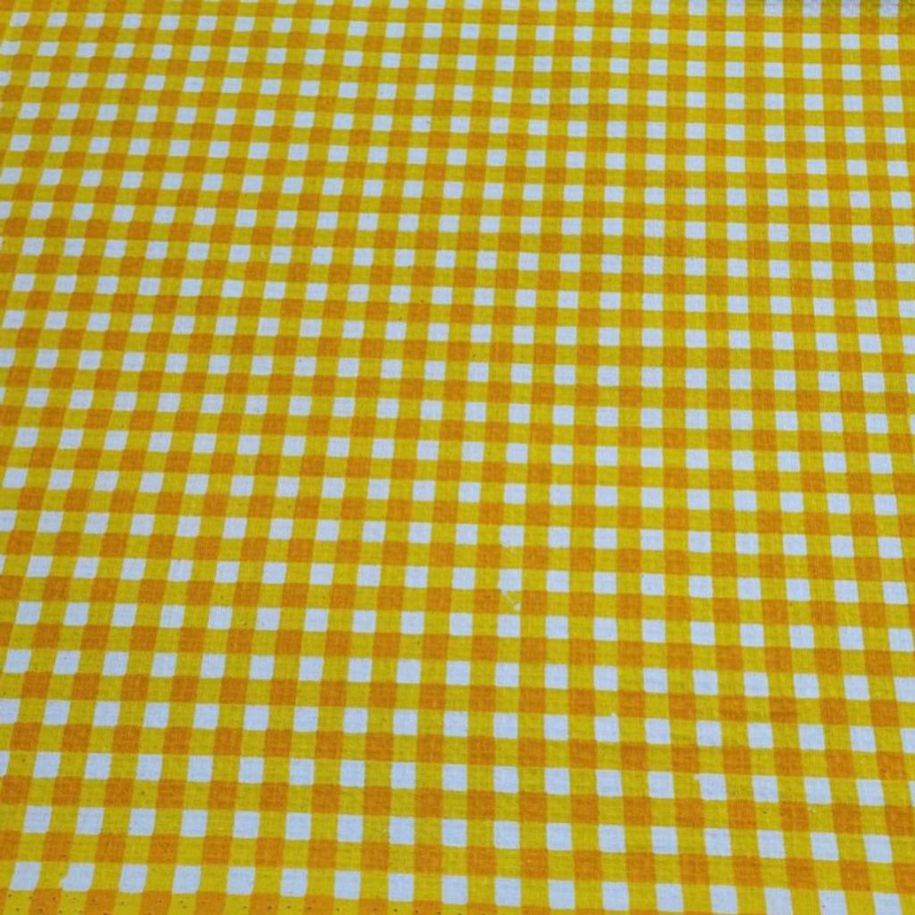 قیمت ارزان پارچه آشپزخانه تمام پنبه عرض 1.5 مدل چهارخانه زرد