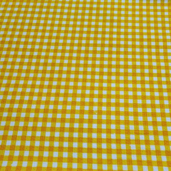 پارچه آشپزخانه تمام پنبه عرض 1.5 مدل چهارخانه زرد