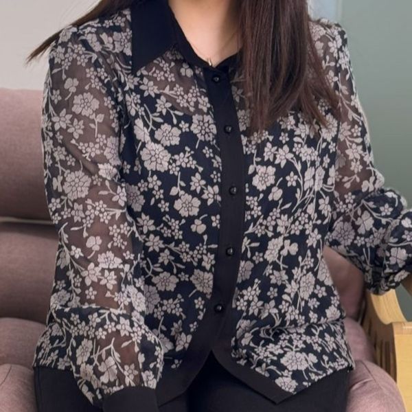 شومیز حریر گلدار