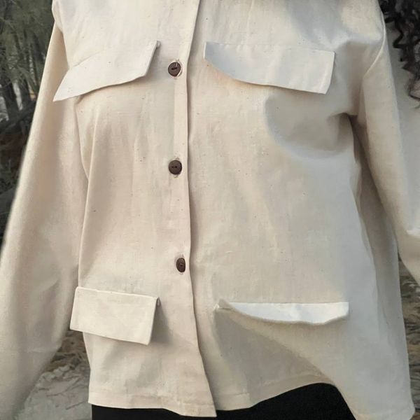 شومیز زنانه سفید مدل جیب نما