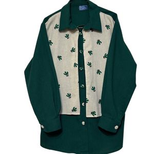 مانتو رویی زنانه طرح‌دار رنگ سبز تیره