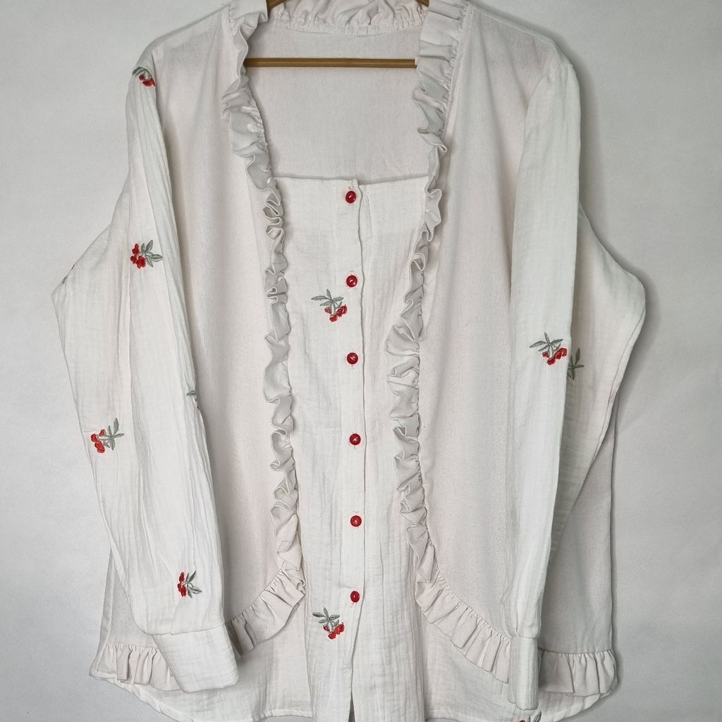 خرید انلاین مانتو خامه دوز‌ی زنانه مدل رویه رنگ سفید گلدار