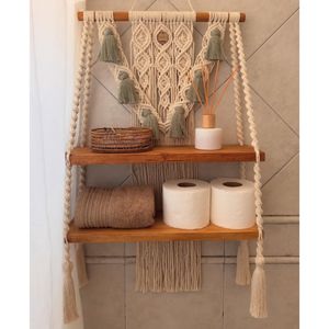 شلف چوبی مکرومه مدل پریناز