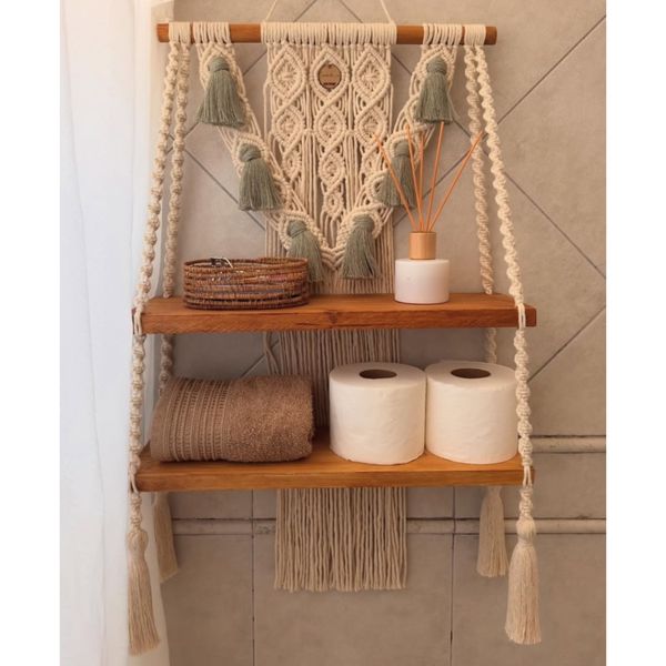 شلف چوبی مکرومه مدل پریناز