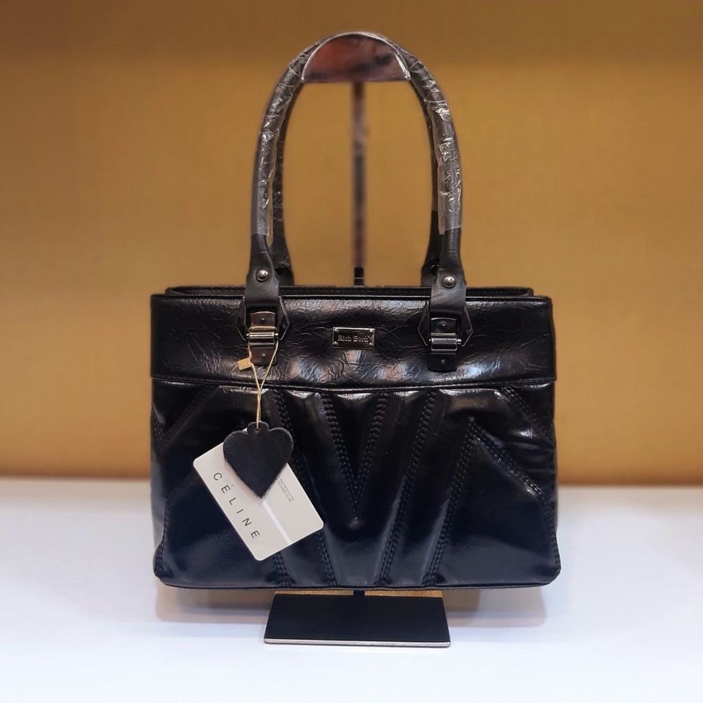 خرید اینترنتی کیف زنانه چرمی مشکی دو زیپ