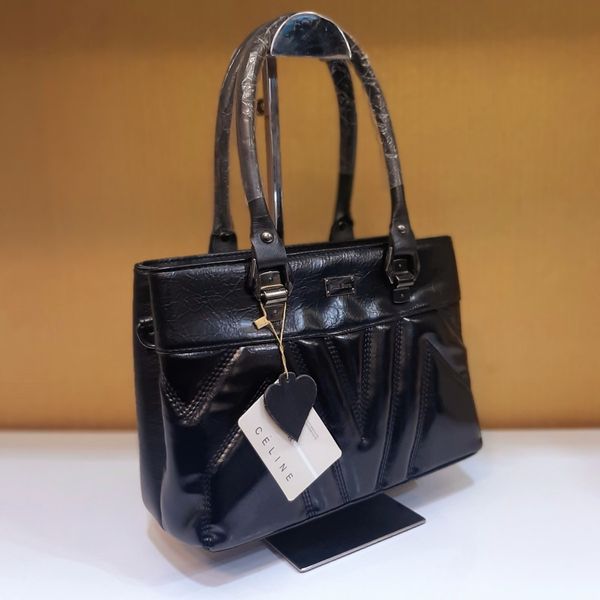 کیف زنانه چرمی مشکی دو زیپ