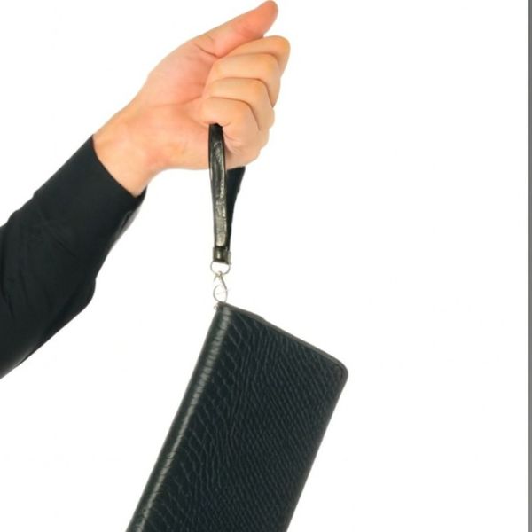 کیف پاسپورتی با بند دستی چرم طبیعی(کروکودیلی)