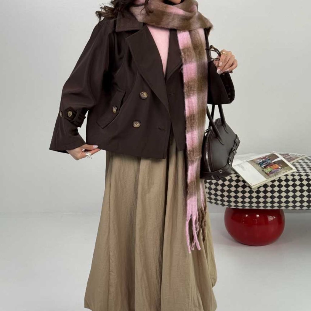 خرید انلاین ترنچ کت آستین پاگون دار کد 120401