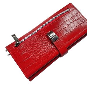 کیف پول چرم طبیعی قرمز