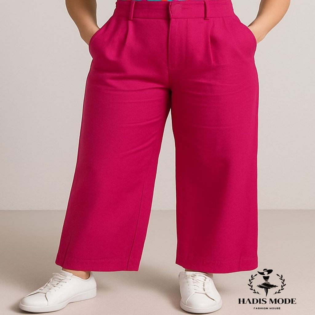 خرید اینترنتی قیمت شلوار نیم بگ لینن سرخابی دخترانه زنانه