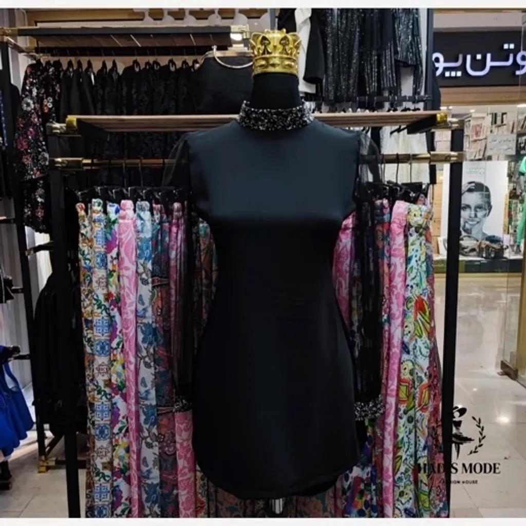 خرید اینترنتی قیمت پیراهن مشکی زنانه دخترانه یقه سواروسکی