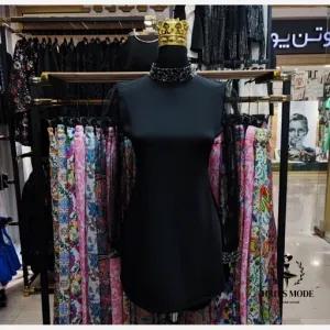 خرید اینترنتی قیمت پیراهن مشکی زنانه دخترانه یقه سواروسکی