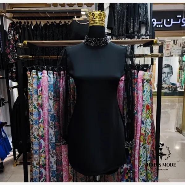 پیراهن مشکی زنانه دخترانه یقه سواروسکی