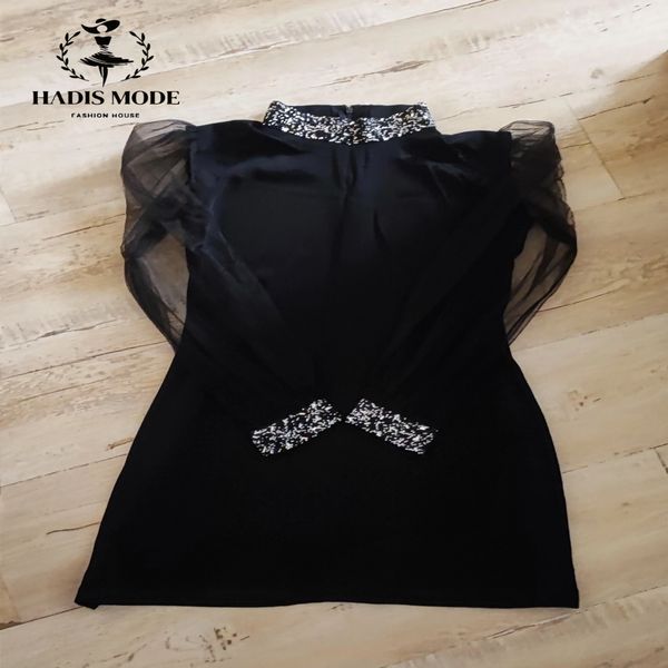 پیراهن مشکی زنانه دخترانه یقه سواروسکی