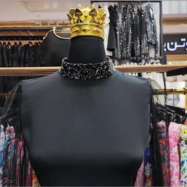 پیراهن مشکی زنانه دخترانه یقه سواروسکی