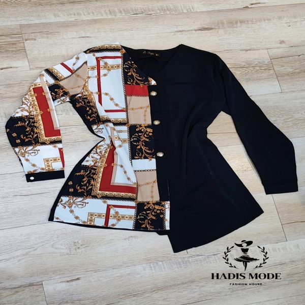 شومیز زنانه طرحدار الیزه جلو بسته