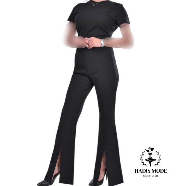 شلوار مجلسی جلو چاک زنانه مشکی کرپ مازراتی