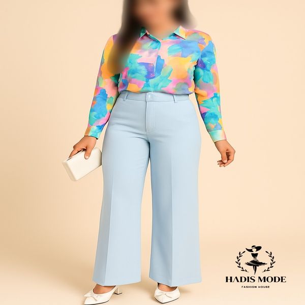 شلوار نیم بگ زنانه دخترانه کرپ کره 40 تا 48