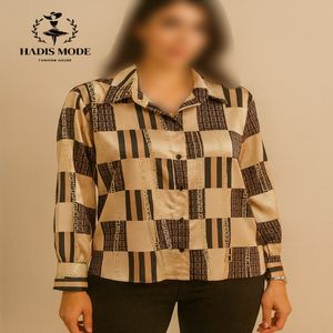 خرید اینترنتی قیمت شومیز زنانه ساتن الیکس طرح فندی