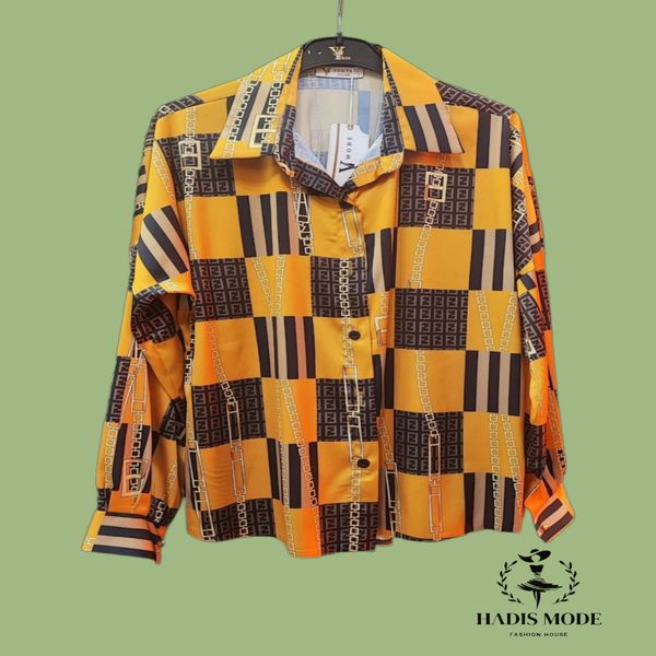 شومیز زنانه ساتن الیکس طرح فندی