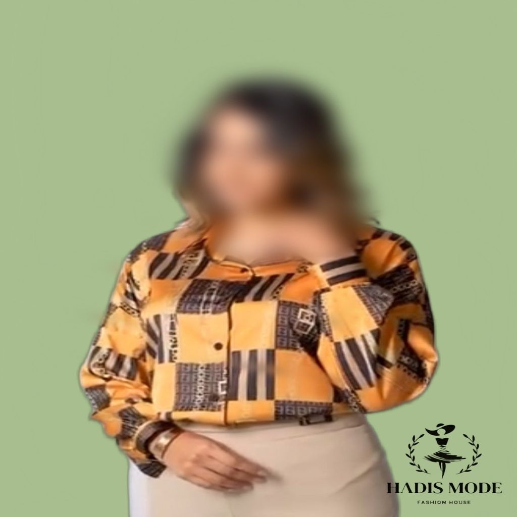 خرید اینترنتی قیمت شومیز زنانه ساتن الیکس طرح فندی