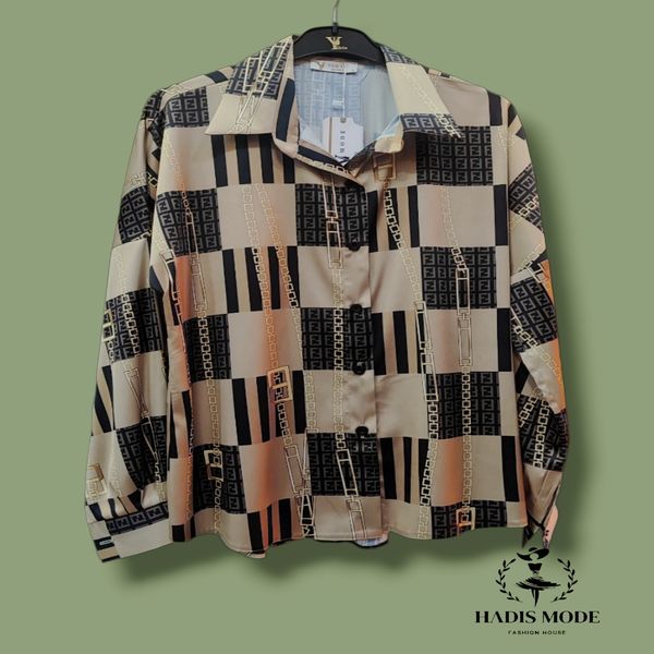 شومیز زنانه ساتن الیکس طرح فندی