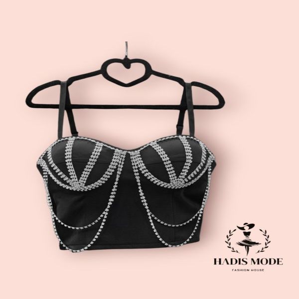 تاپلکس مجلسی زنانه دخترانه نگین ریسه ای ترک