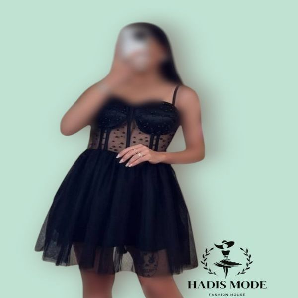 پیراهن توری مرواریدی عروسکی دخترانه