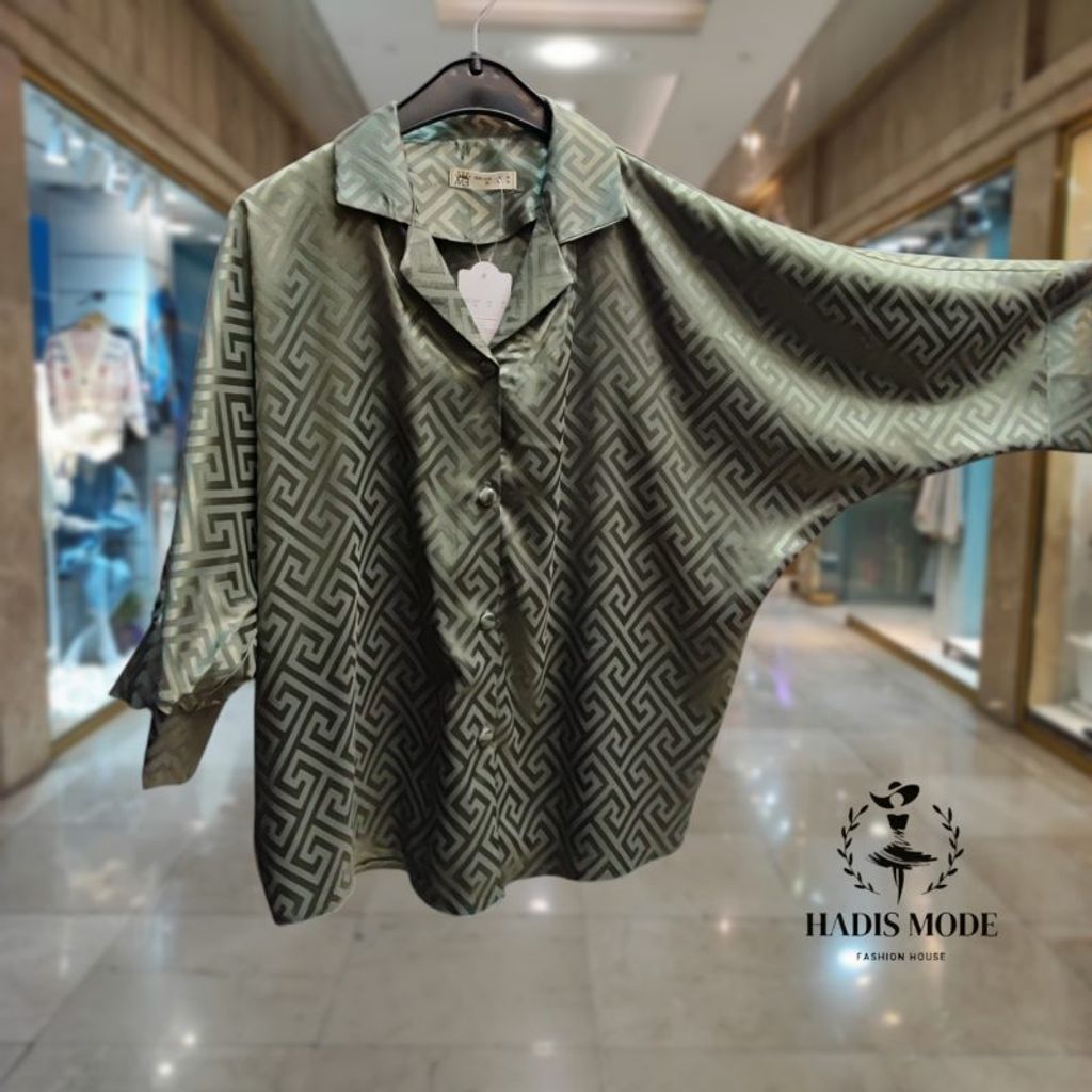 خرید اینترنتی قیمت شومیز ساتن یقه انگلیسی کیمونو