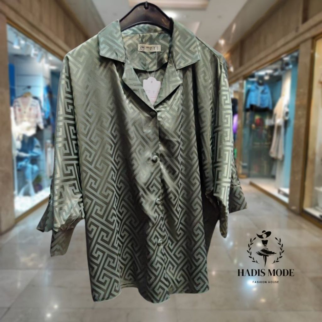 خرید اینترنتی قیمت شومیز ساتن یقه انگلیسی کیمونو