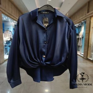 خرید اینترنتی قیمت شومیز زنانه ساتن ژولیت گره ای