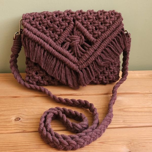 کیف مکرومه دخترانه طرح موکا