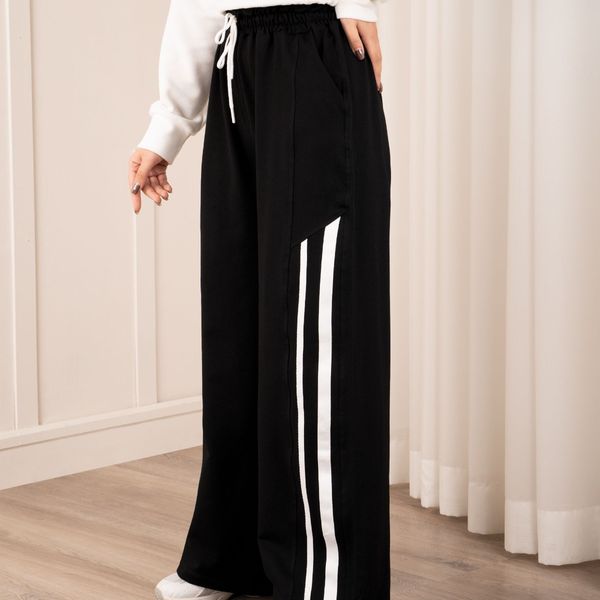 شلوار بگ مشکی دو خط پاد