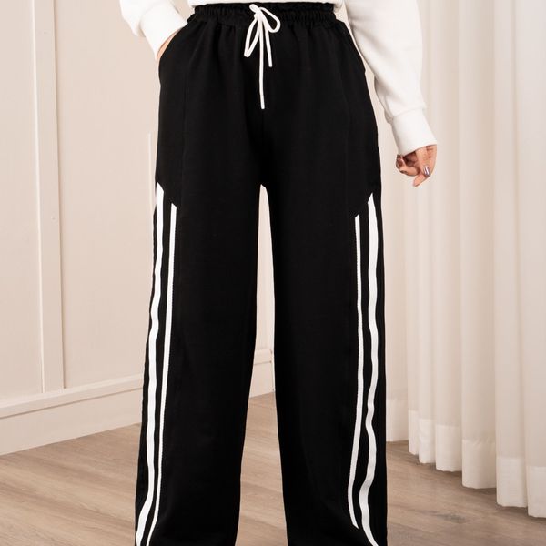 شلوار بگ مشکی دو خط پاد