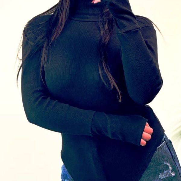 بادی یقه اسکی آستین فینگر زنانه مشکی