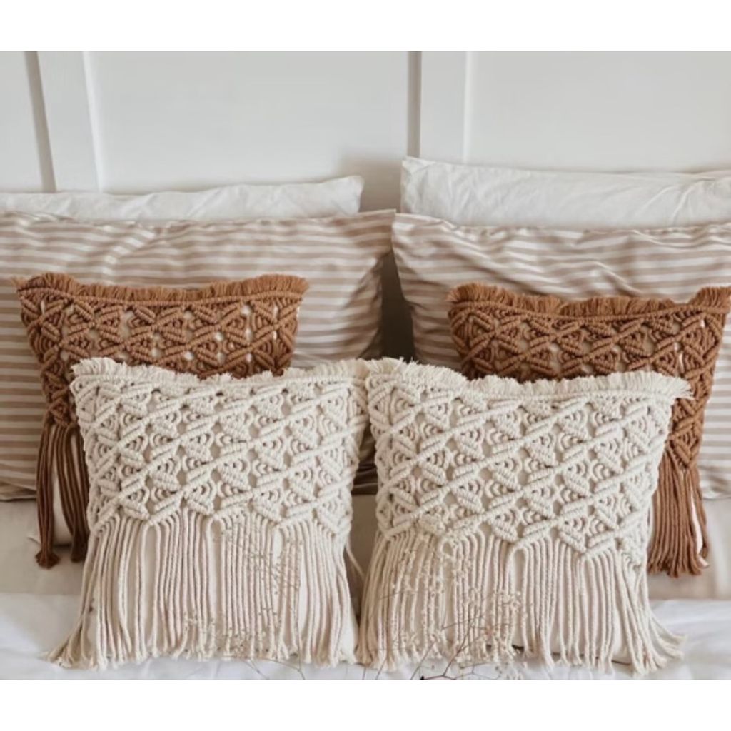 خرید اینترنتی ست 4 عددی کاور‌کوسن مکرومه بافی