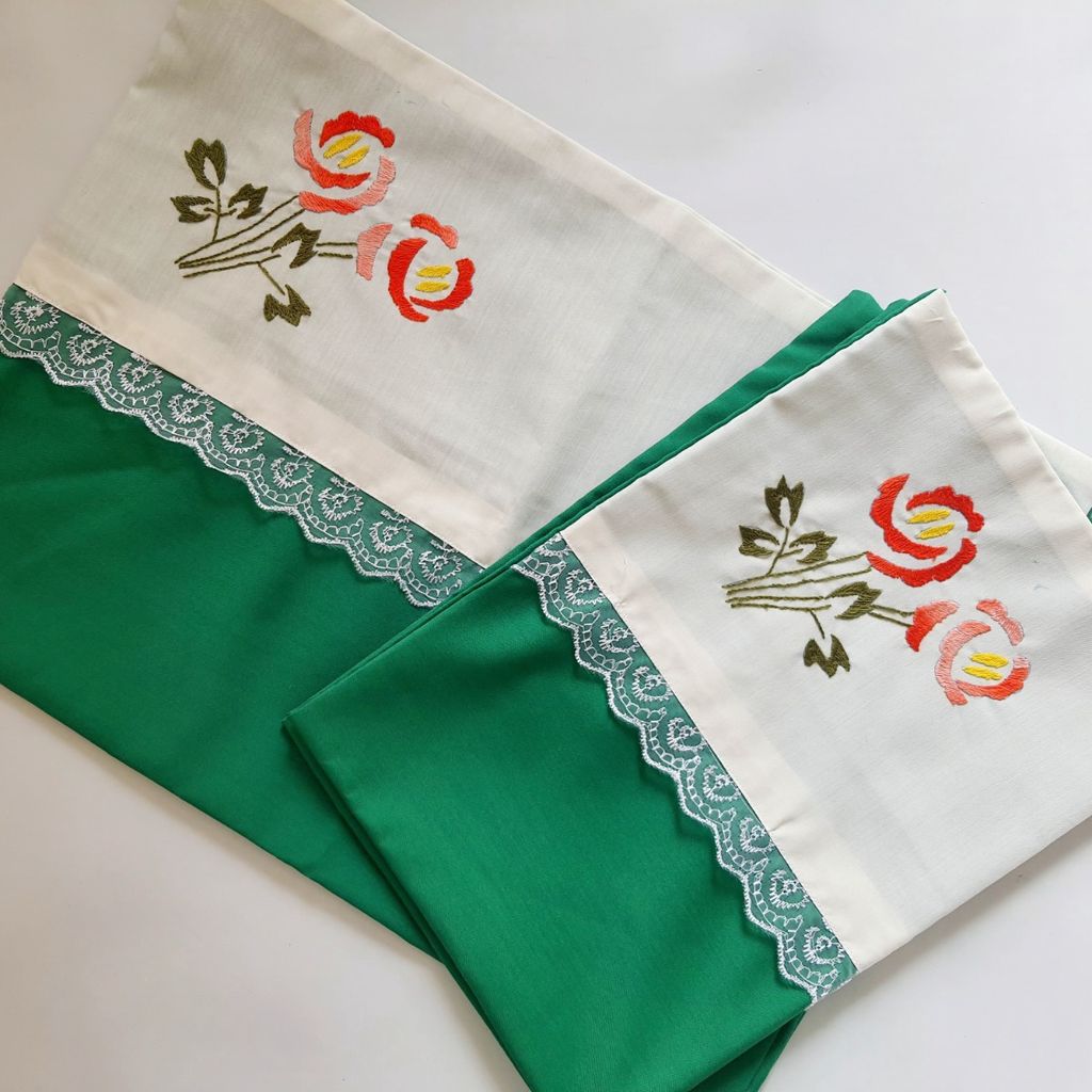 قیمت ارزان روبالشتی گلدوزی شده کار دست با نخ دمسه 2 عددی